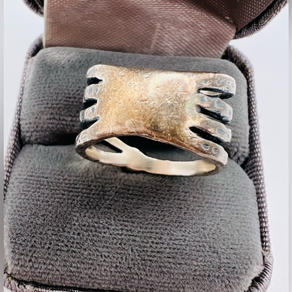 Grace & Heart Sterling Silver Gold Brass Ball & Textured open Design Ring Size 6 - Picture 5 of 7
